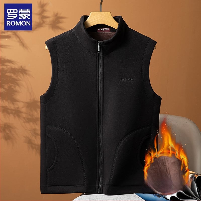 Мъжка жилетка с качулка, стояща яка и цип, свободен силует, зимен сезон