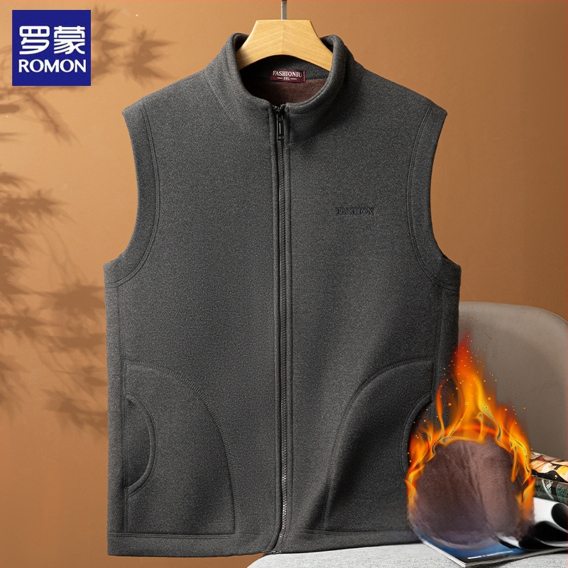 Мъжка жилетка с качулка, стояща яка и цип, свободен силует, зимен сезон