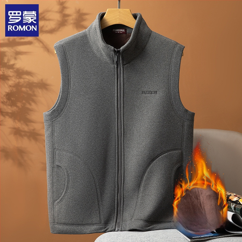 Мъжка жилетка с качулка, стояща яка и цип, свободен силует, зимен сезон