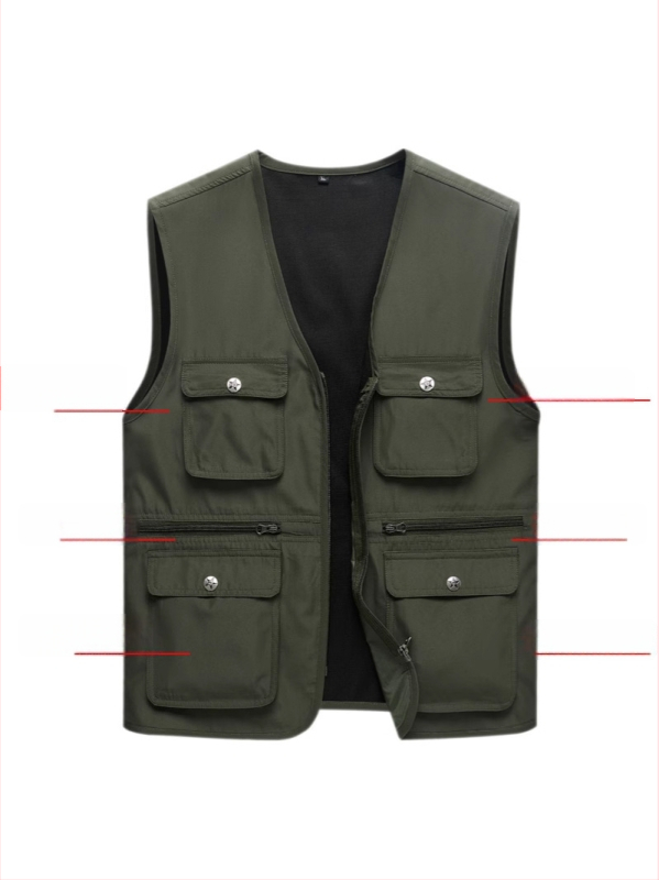 Работен жилет, 100% памук, свободен силует, летен, патч джобове