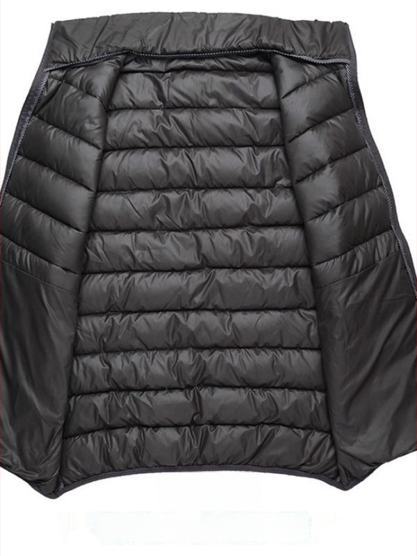 Мъжка памучна жилетка с качулка и яка стойка, свободна кройка, средна дебелина, за ежедневна употреба