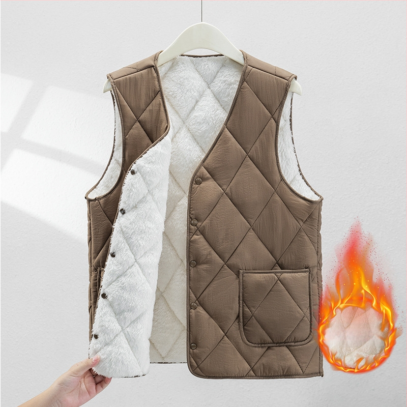 Muški flis-vest za jesen/zimu, opuštena silueta, velika veličina, za muškarce srednje dobi i starije, džepovi u patch stilu.