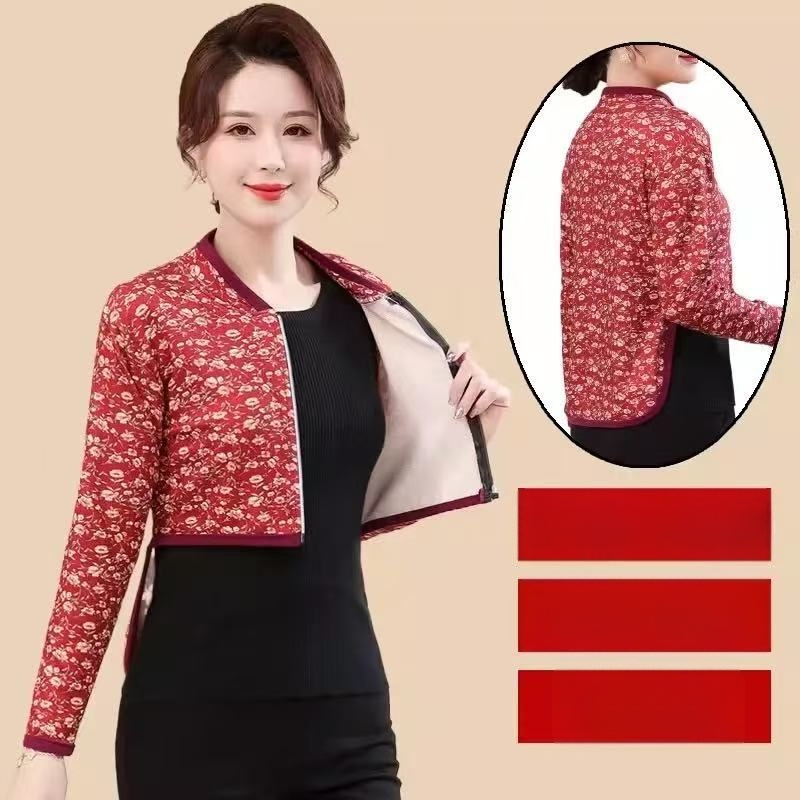 Дамски есенен жилет със стил кардиган и рамен нагревател, полиестер 70-80%, кръгла яка, стандартен крой