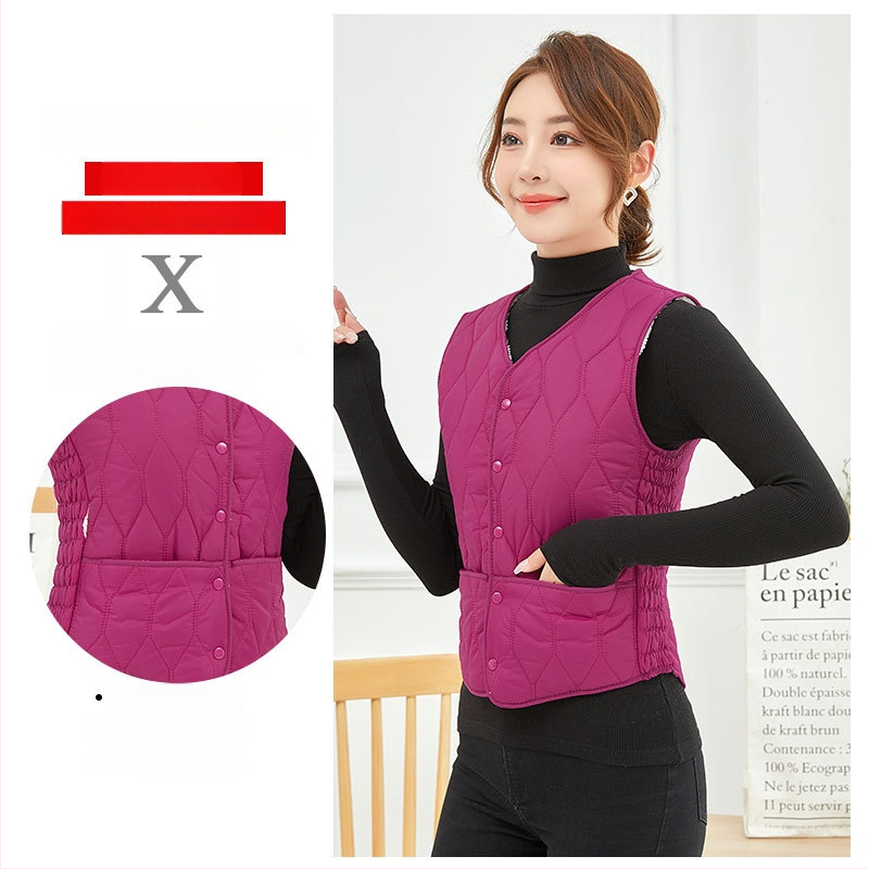 Дамски памучен елек за топло облекло, без яка, ромбов модел, пълнеж от памук, есен 2023