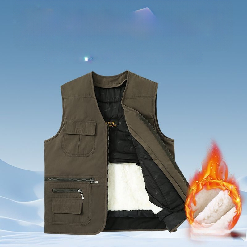 Мъжки качулков quilted жилет, Slim fit, V-образно деколте, цип отпред, райета деним, основна тъкан: зайчи косъм, лен подплата