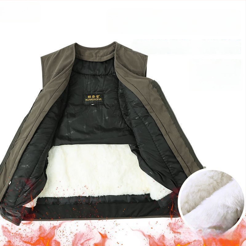 Мъжки качулков quilted жилет, Slim fit, V-образно деколте, цип отпред, райета деним, основна тъкан: зайчи косъм, лен подплата