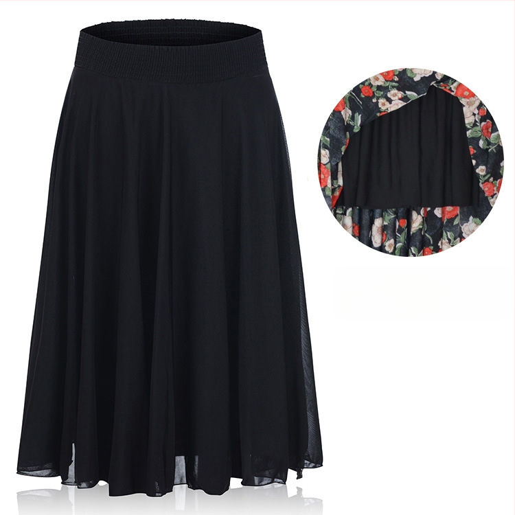 Флорална щампа Ice Silk плисирана пола със еластична талия, средна дължина