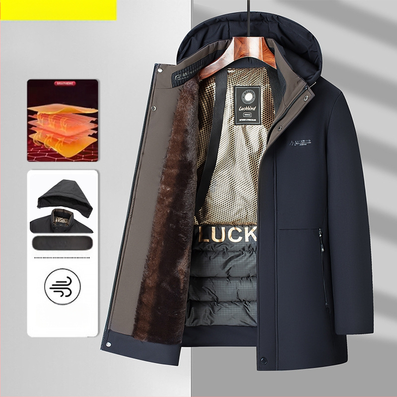 Muška zimska jakna s graphene fleece podstavom, debela, srednje duga, s odvojivom kapuljom, model M2852
