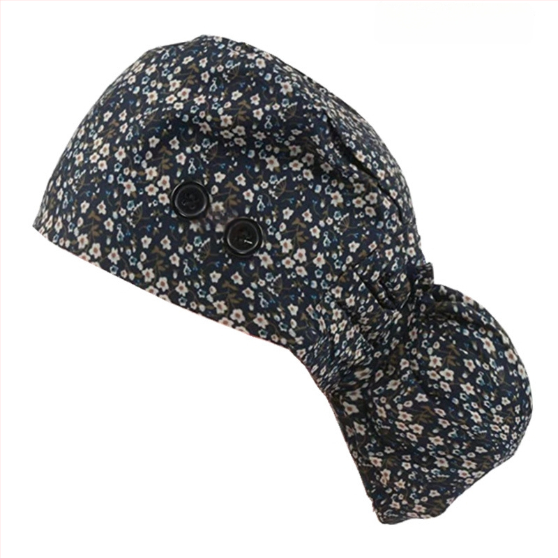 Pălărie plată din bumbac, țesătură twill, model cu flori, curea elastică pe spate, imprimare logo opțional