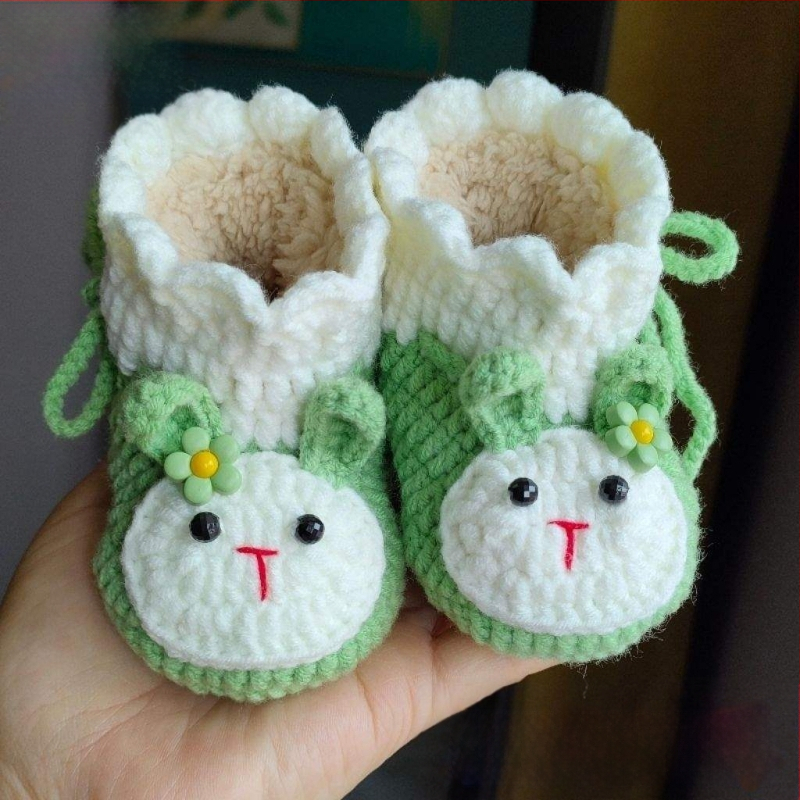 Ručni pleteni dječji papuče od vune s fleece podstavom, mekane potplate od pamuka, unisex zimski stil, četiri godišnja doba