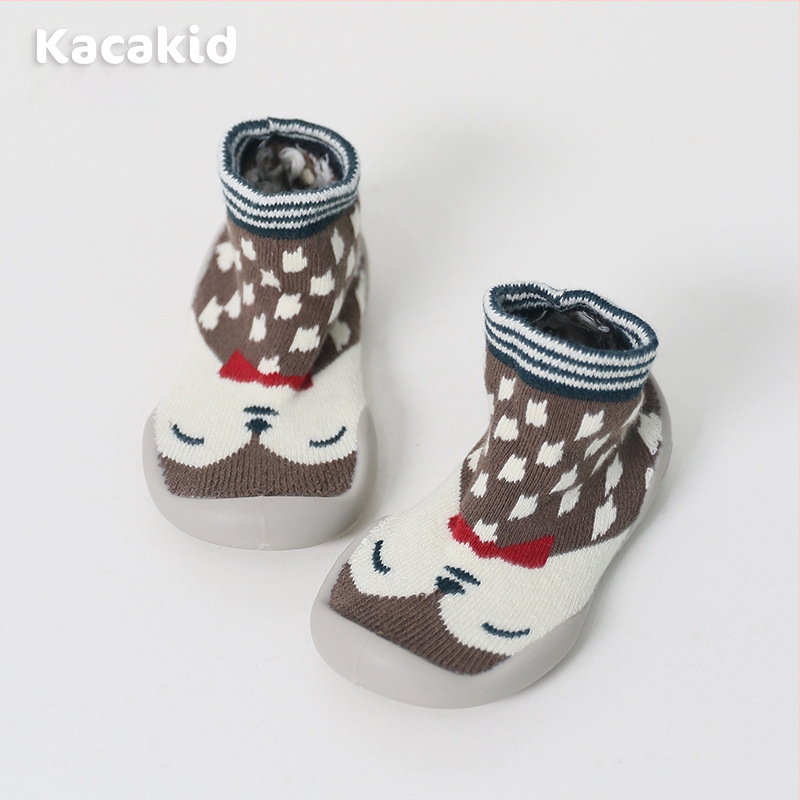 Libisemiskindlad talvised siseruumide kingad beebidele ja väikelastele – puuvillane materjal, triibuline ja karikatuur kujundus, 1–3 aastat