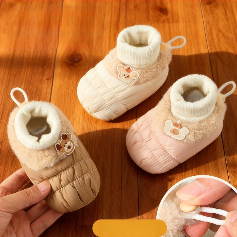 Bebi cipele za jesen-zimu, za 6-12 mjeseci, s fleece podstavom, tople i mekane za učenje hodanja, pamuk