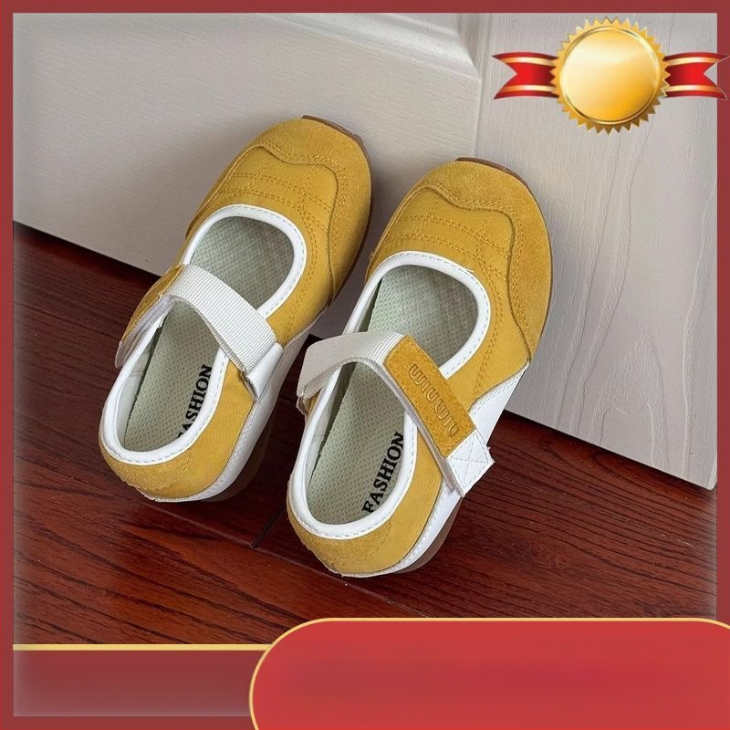 Παιδικά Mary Jane με Velcro, συνθετικό δέρμα, τετράγωνη μύτη, ριγέ σχέδιο, καουτσούκ σόλα