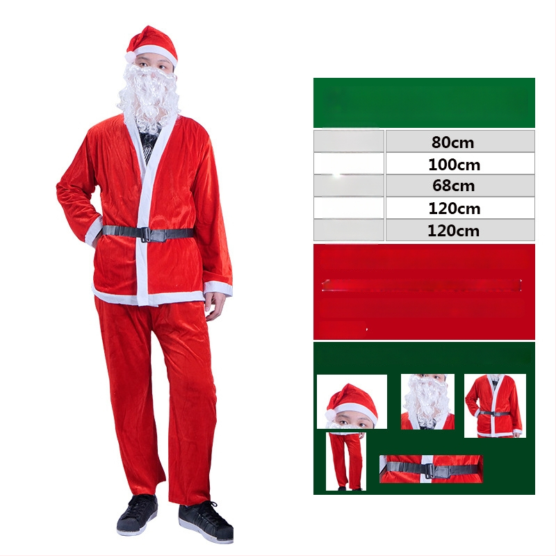 Kalėdų senelio kostiumas suaugusiems ir vaikams, audinys, siuvamas, rekvizitai kostiumui, Le Qi