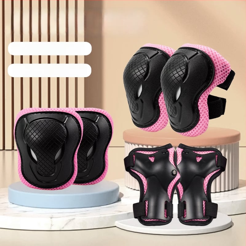 Σετ προστατευτικών για παιδιά για ρόλερ σκέιτινγκ (6 τεμάχια) – προστασία παλάμης, αγκώνα και γονάτου, ύφασμα πολυεστερικό, κατάλληλο για παιδιά, για ρόλερ σκέιτινγκ και πάγο