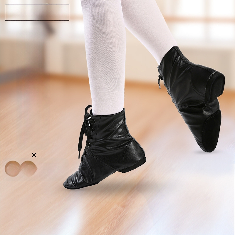 Δερμάτινα παπούτσια τζαζ για χορό με υψηλό πάνω μέρος, μαλακή σόλα, διαπνοή, ελαφριά, unisex για παιδιά