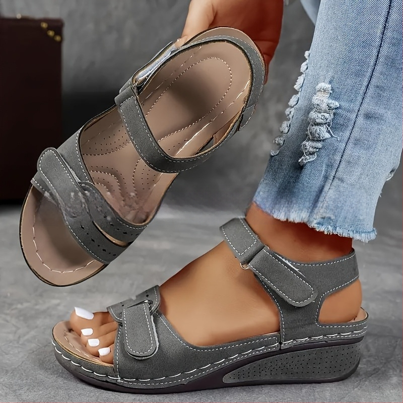 Римски дамски сандали с велкро (Горна част: супер фибър; Подметка: композит; Вътрешност: PU; Форма на пръста: кръгла)