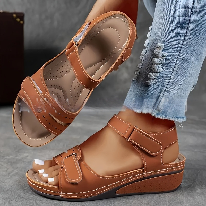 Римски дамски сандали с велкро (Горна част: супер фибър; Подметка: композит; Вътрешност: PU; Форма на пръста: кръгла)