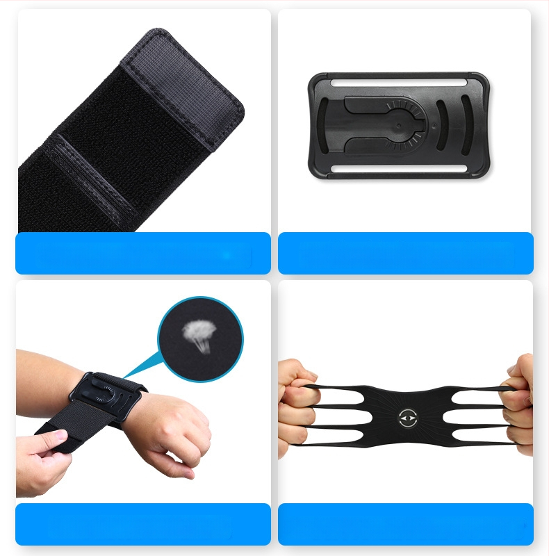 Unisex rankos laikiklis telefono dėklas su nuimama rotuojančia rankos juosta – sportui, bėgiojimui ir laukei; medžiagos: silikonas, nailonas, PC; logotipo spausdinimas; pritaikomas