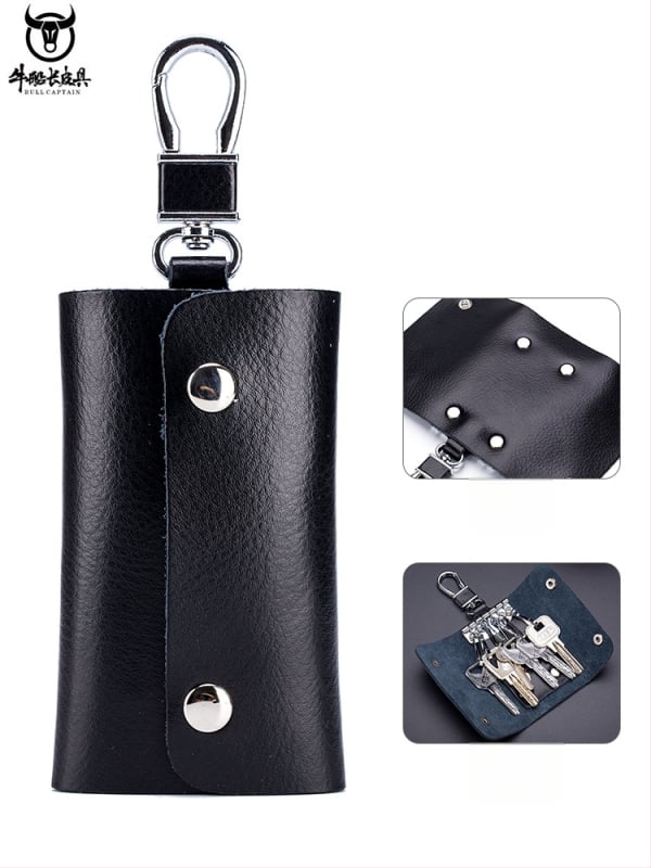 Raktų dėklas iš natūralios odos – unisex, vieno tono dizainas, verslo kelionėms