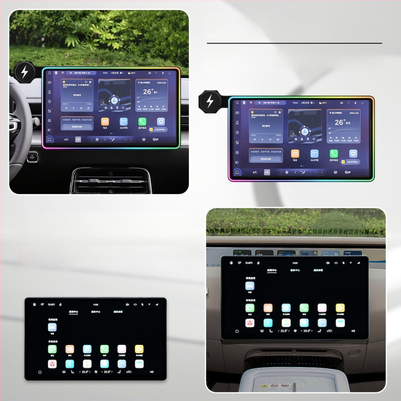 Držač za auto telefon s bežičnim punjenjem 15W, magnetski nosač, ambientno LED svjetlo, za instrument ploču Wuling Starlight