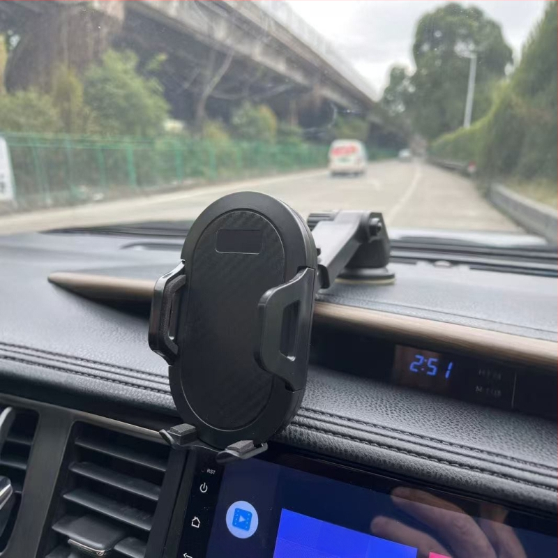 Teleskopski držač za telefon u automobilu s automatskim zaključavanjem, univerzalni klip, karbonska vlakna, vakuumska čašica za pričvršćivanje na vjetrobransko staklo