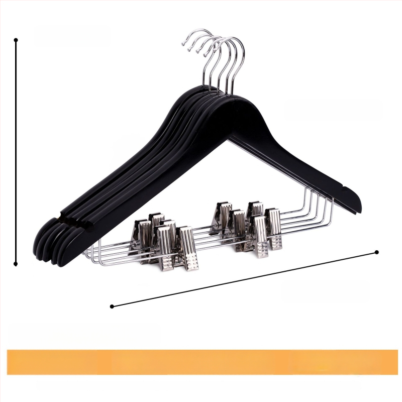 Masyvaus medžio drabužių pakabiklis su plokščiu kabliu, įdubos anti-slip juostelė, abiejų pusių briaunos, be įbrėžimų – modelis CJWMC23