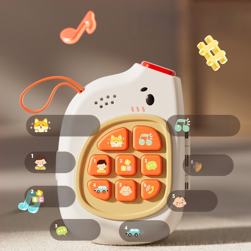 Cuki elefánt babajáték zenés hordozható tevékenységpanellel, kormánykerékkel és kinyitó funkcióval • Műanyag • Elemes • 0–3 éveseknek