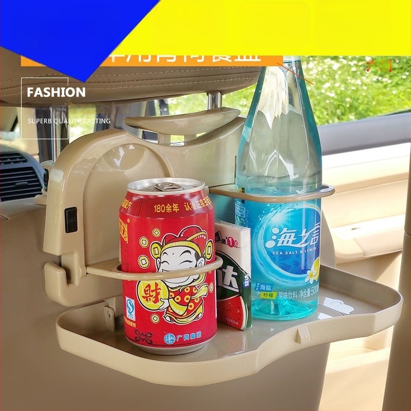 Sklopiva ploča za blagovanje za stražnje sjedalo automobila s držačem za piće i ugrađenom pločicom za pohranu — ABS plastika