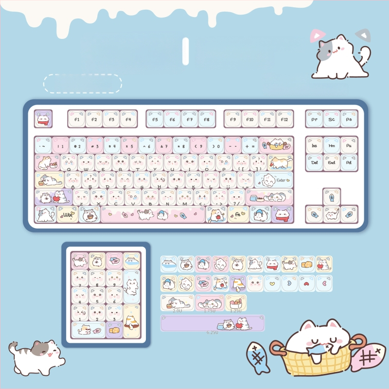 MAO macskafej billentyűsapka – Lurkó téma, Ötoldalú szublimáció, PBT, Testreszabható mechanikus billentyűzetekhez