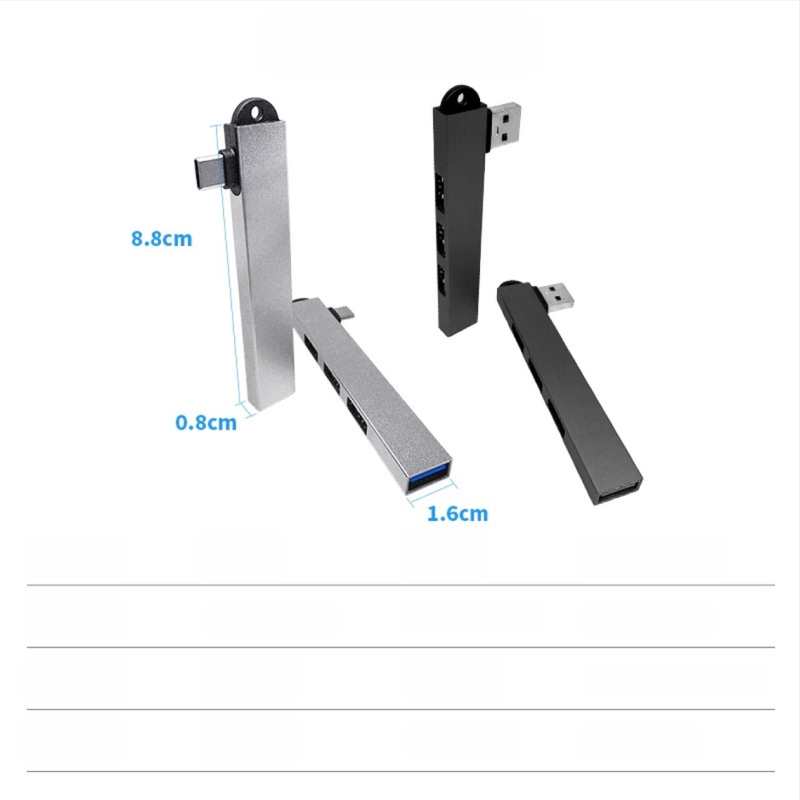 USB-C докинг станция за лаптопи, алуминиева сплав, USB 3.0, до 5 Gbps, без външно захранване