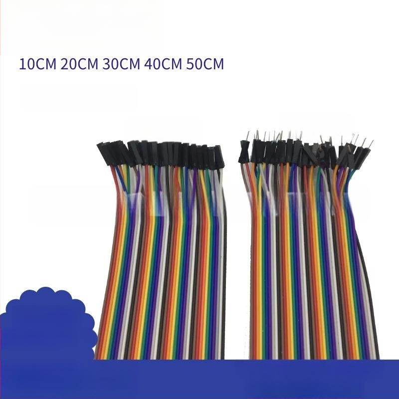 Dupont jumper kábelek, 40‑pin csatlakozók, női-női, női-férfi, férfi-férfi, CE-tanúsított, belső elektromos berendezésekhez.