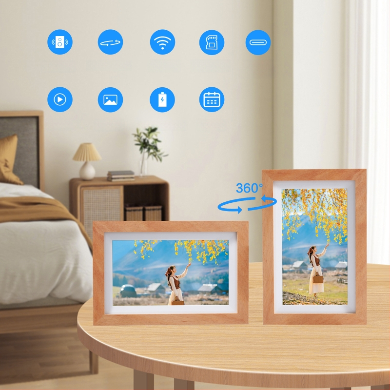 7 colių skaitmeninis nuotraukų rėmelis su WiFi, vaizdo atkūrimas, 8 GB atmintis