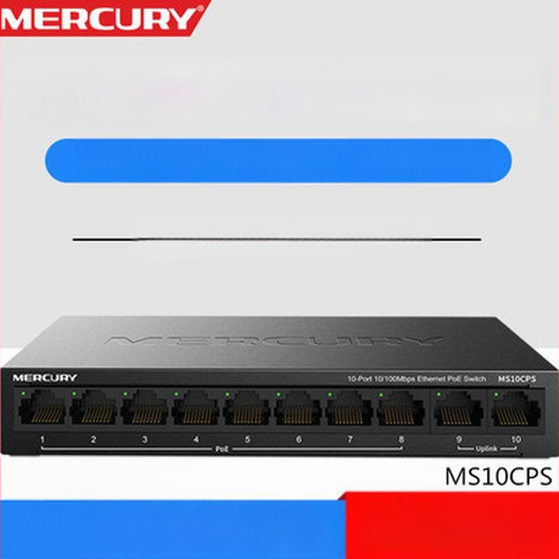 Mercury MSG10CPS 10-portos PoE kapcsoló, 100 Mbps Fast Ethernet, 65W PoE tápellátás, modell MS10CPS