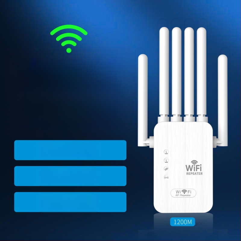 WiFi ismétlő – 6 antenna, 1200M Z1200, Cat5 kábel, 15–30 m relé táv, Gigabit feletti sebesség, villámvédelem