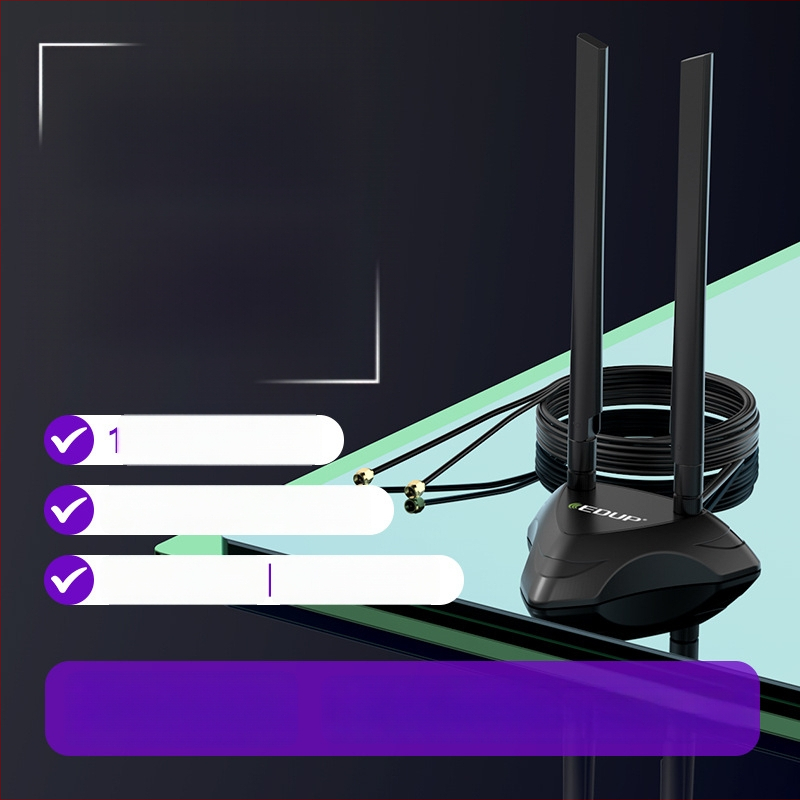 Wi‑Fi antena produžni kabel za mrežnu karticu i ruter, magnetska baza, dvobandna 2,4/5 GHz, visok dobitak, SMA unutarnji konektor