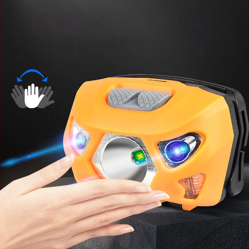 Fejlámpa LED USB-töltésű, ideális horgászathoz és éjszakai túrákhoz, 1200 mAh akkumulátor, LED fényforrás, hatótávolság 100–200 m