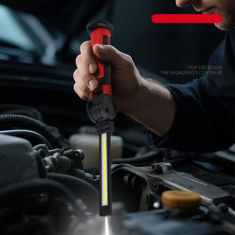 COB+LED autó-karbantartási vizsgálólámpa, kézi forgó munkalámpa erős mágneses rögzítővel, 3.7V, 1200lm