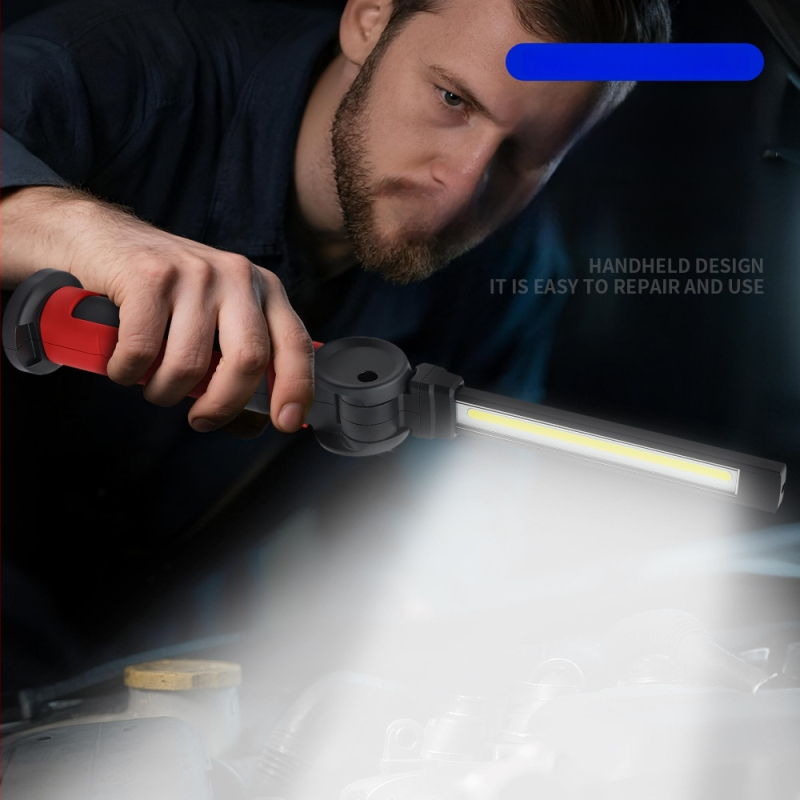 COB+LED autó-karbantartási vizsgálólámpa, kézi forgó munkalámpa erős mágneses rögzítővel, 3.7V, 1200lm