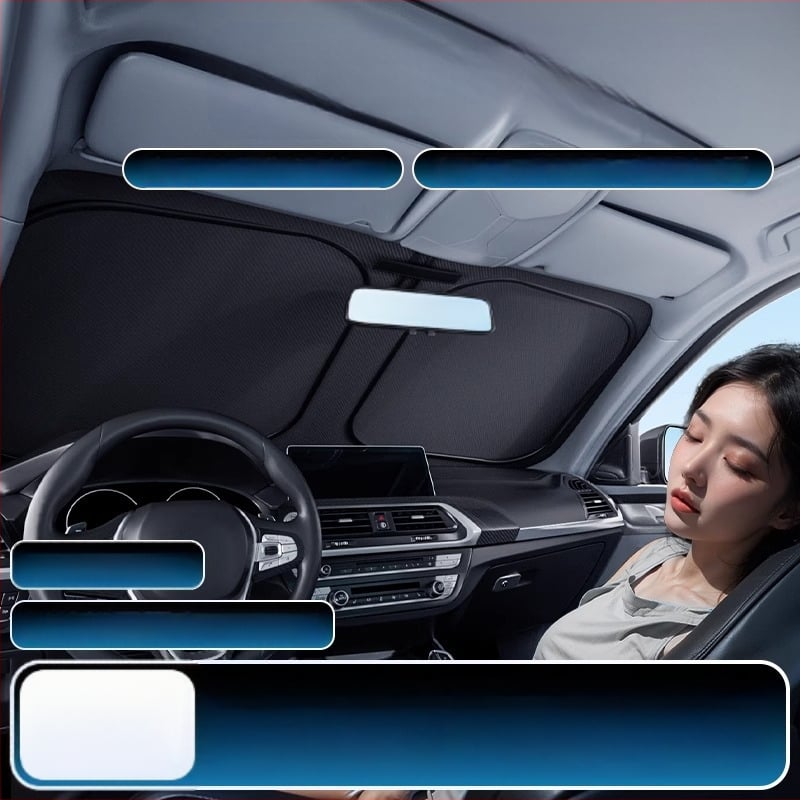 Dviejų sluoksnių saulės skydelis automobiliui, teleskopinis montavimas, šilumos izoliacija, universalus suderinamumas