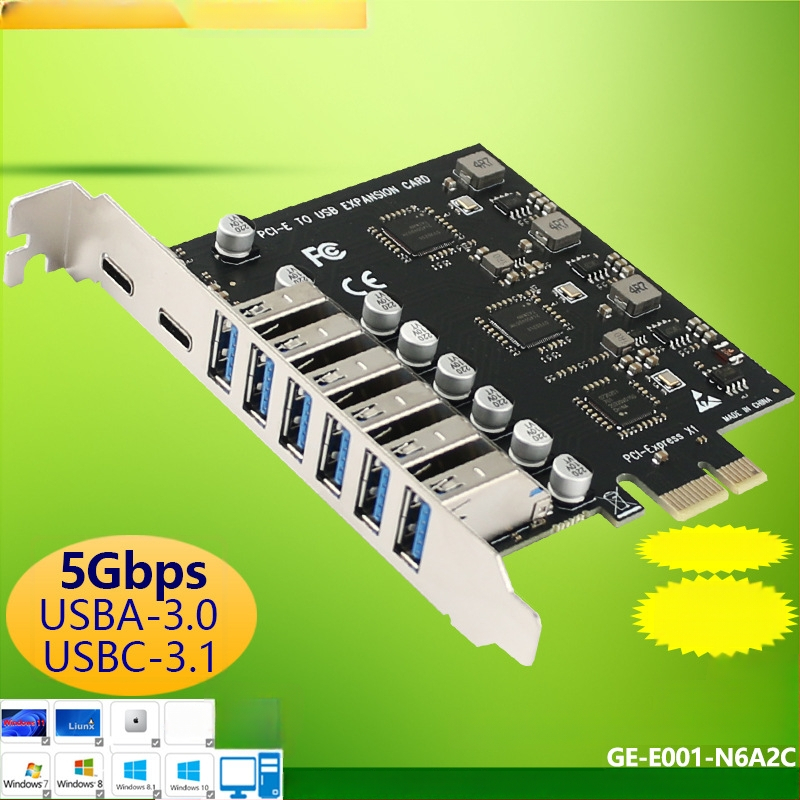 Stalinio PC PCIe adapterinė plokštė USB 3.0 Type-C 3.1 NEC720201 5Gbps GE-E001-N6A2C vaizdo įrašų fiksavimui iš kameros
