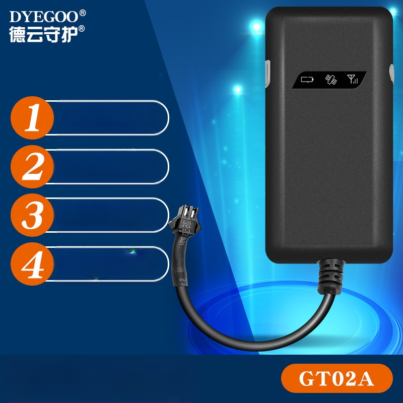 GT02A GPS tracker pentru mașină – precizie GPS 5 m, alimentare 12–24V DC, antenă GPS încorporată, compatibil cu Google Maps, 512MB memorie