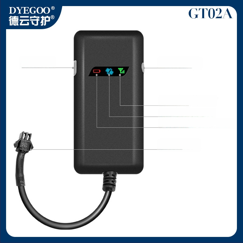 GT02A GPS tracker pentru mașină – precizie GPS 5 m, alimentare 12–24V DC, antenă GPS încorporată, compatibil cu Google Maps, 512MB memorie