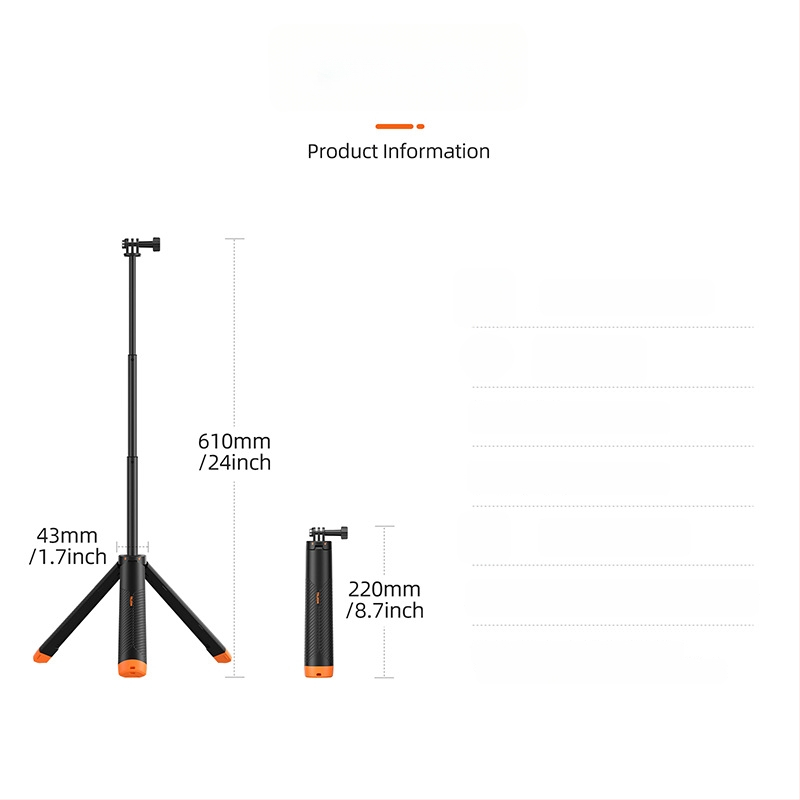 Πλωτό τρίποδο για selfie για GoPro, DJI και Insta360 (TELESIN; Μοντέλο S1-tss-02; Υλικό: Πλαστικό + κράμα αλουμινίου; Καθολική συμβατότητα)
