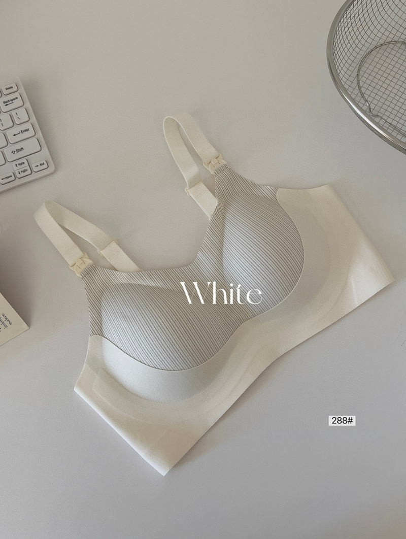 Žindymo liemenėlė su priekinio užsegimo, dvigubas pakėlimas, prieš nusileidimą, plonos formuojančios kaušelius, po gimdymo modelis