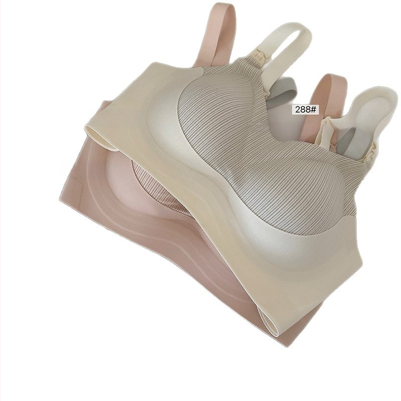 Žindymo liemenėlė su priekinio užsegimo, dvigubas pakėlimas, prieš nusileidimą, plonos formuojančios kaušelius, po gimdymo modelis