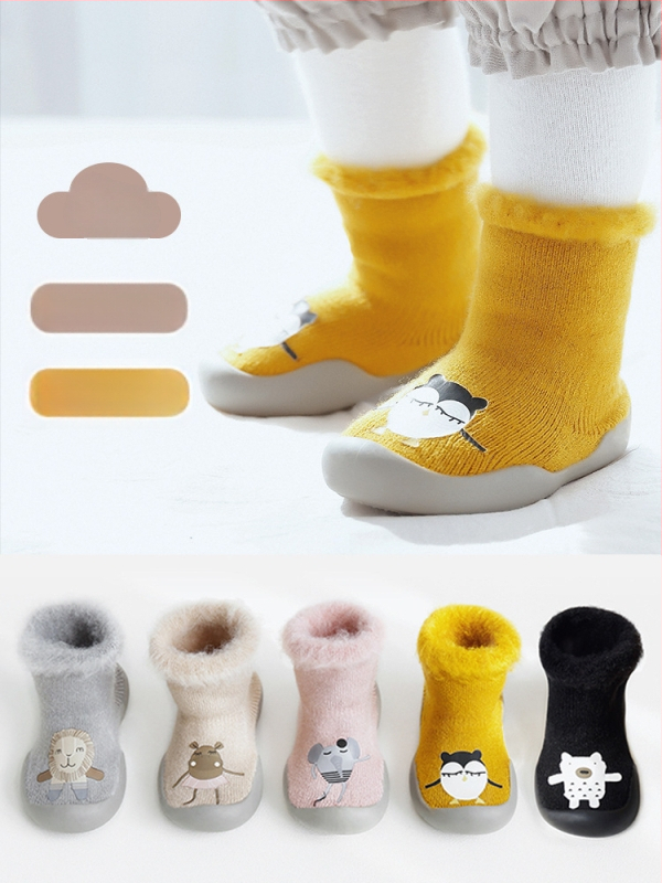 Laste põranda sokid, mittelibiseva tallaga, akrüülmaterjal, fliisvooder, paksud, siseruumides ja välistingimuseks