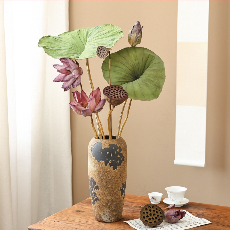 Букет сушени лотосови цветя за холна декорация, дзен стил, боядисани сушени цветя, код на продукта 12345678, категория Друго