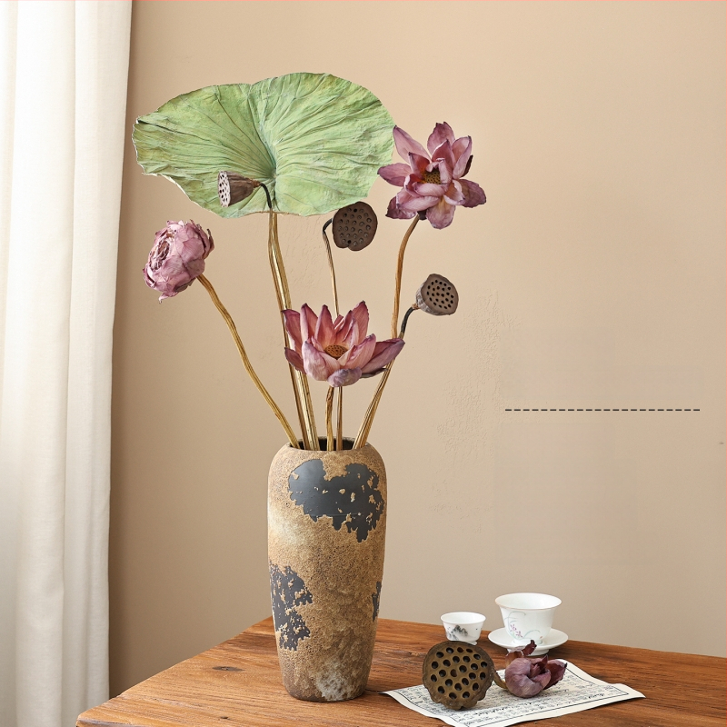 Букет сушени лотосови цветя за холна декорация, дзен стил, боядисани сушени цветя, код на продукта 12345678, категория Друго