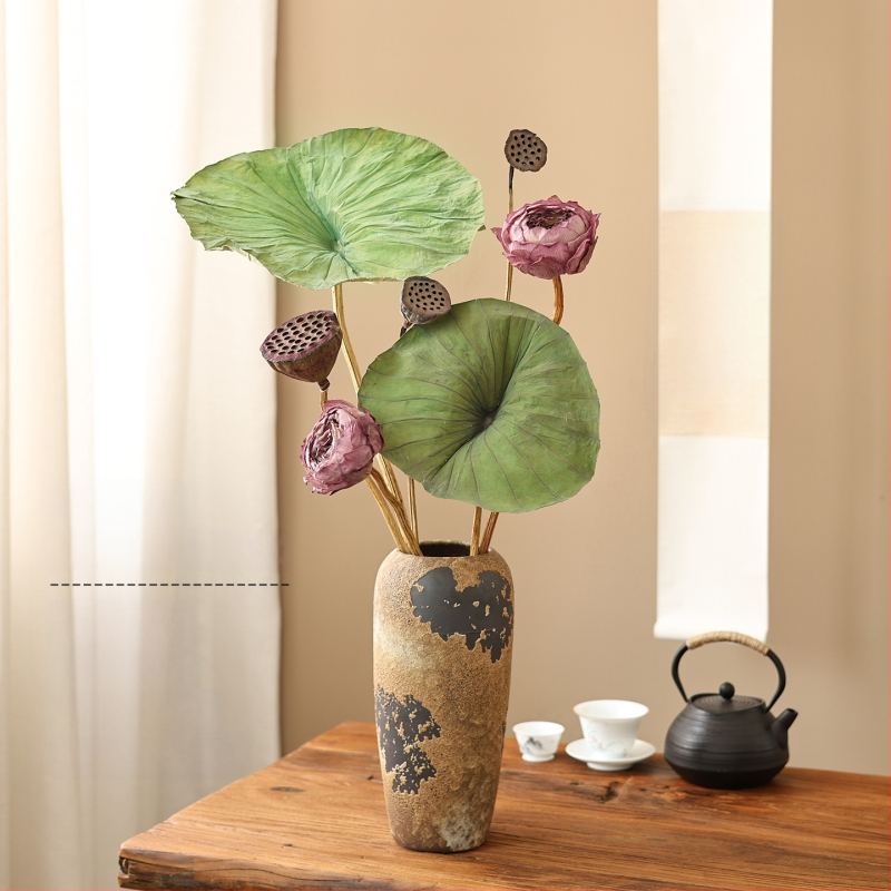 Букет сушени лотосови цветя за холна декорация, дзен стил, боядисани сушени цветя, код на продукта 12345678, категория Друго